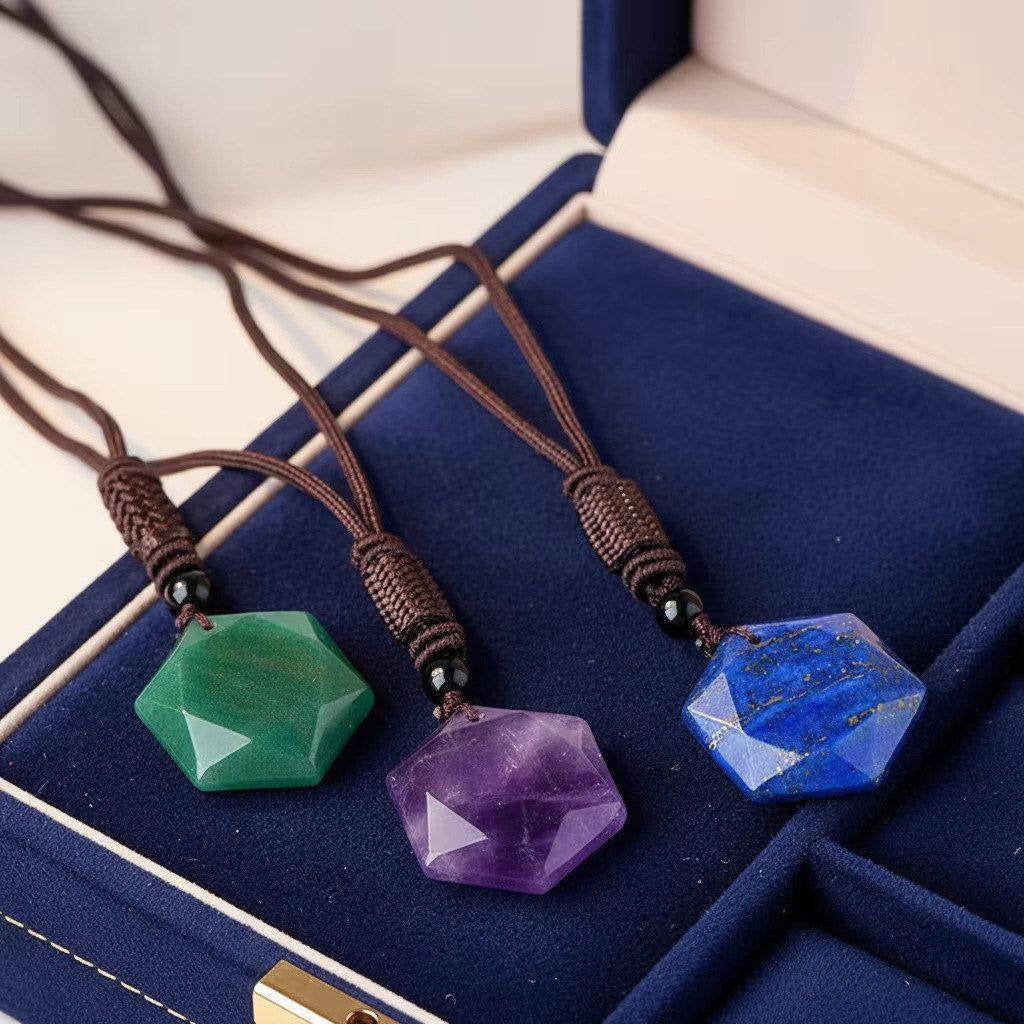 Natural Pink Water Droplets Pendant Necklace With Crystal Braid And Cord String, Featuring Natural Stone Pendant For Women
