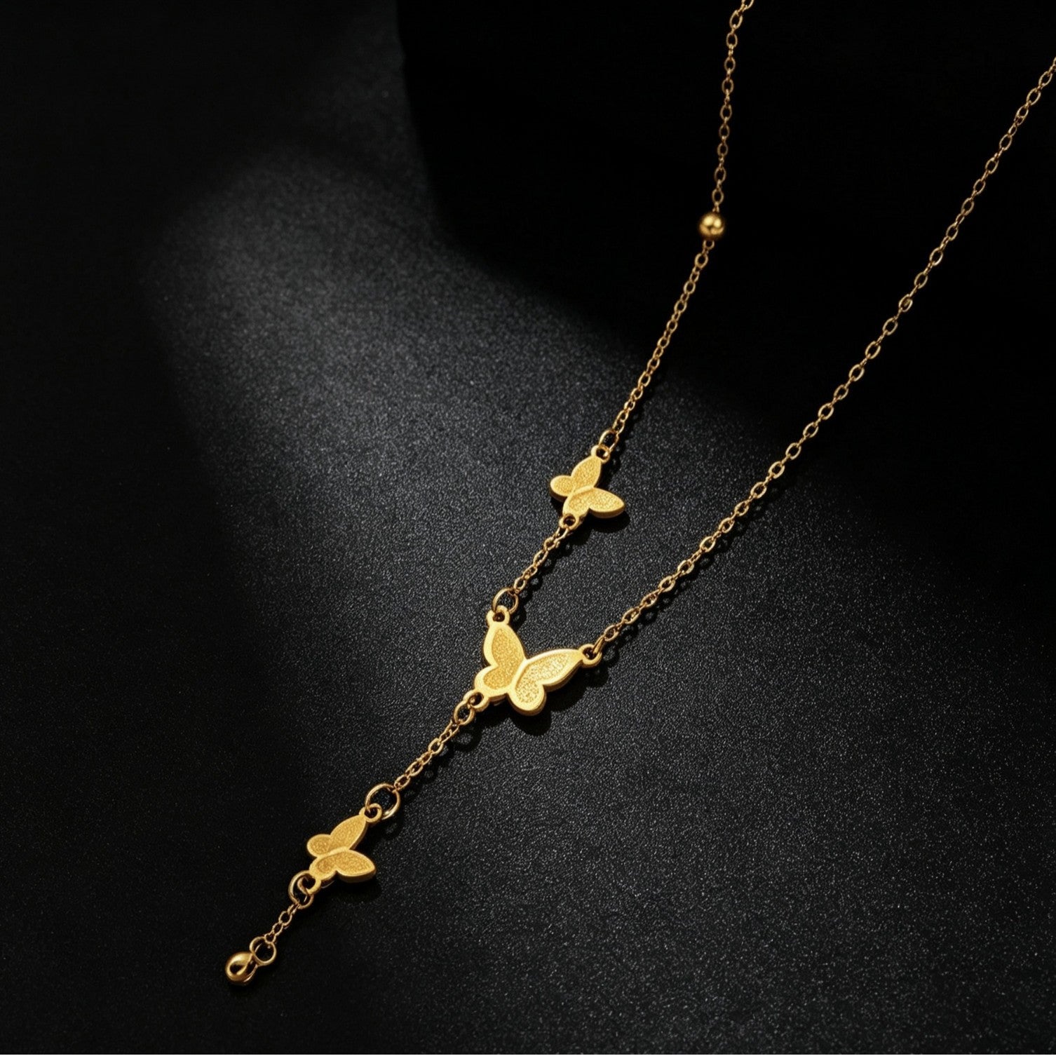 Butterfly Necklace For Unisex, Waterproof Non Tarnish 18K Real Gold Plated Titanium Steel With Cable Chain
