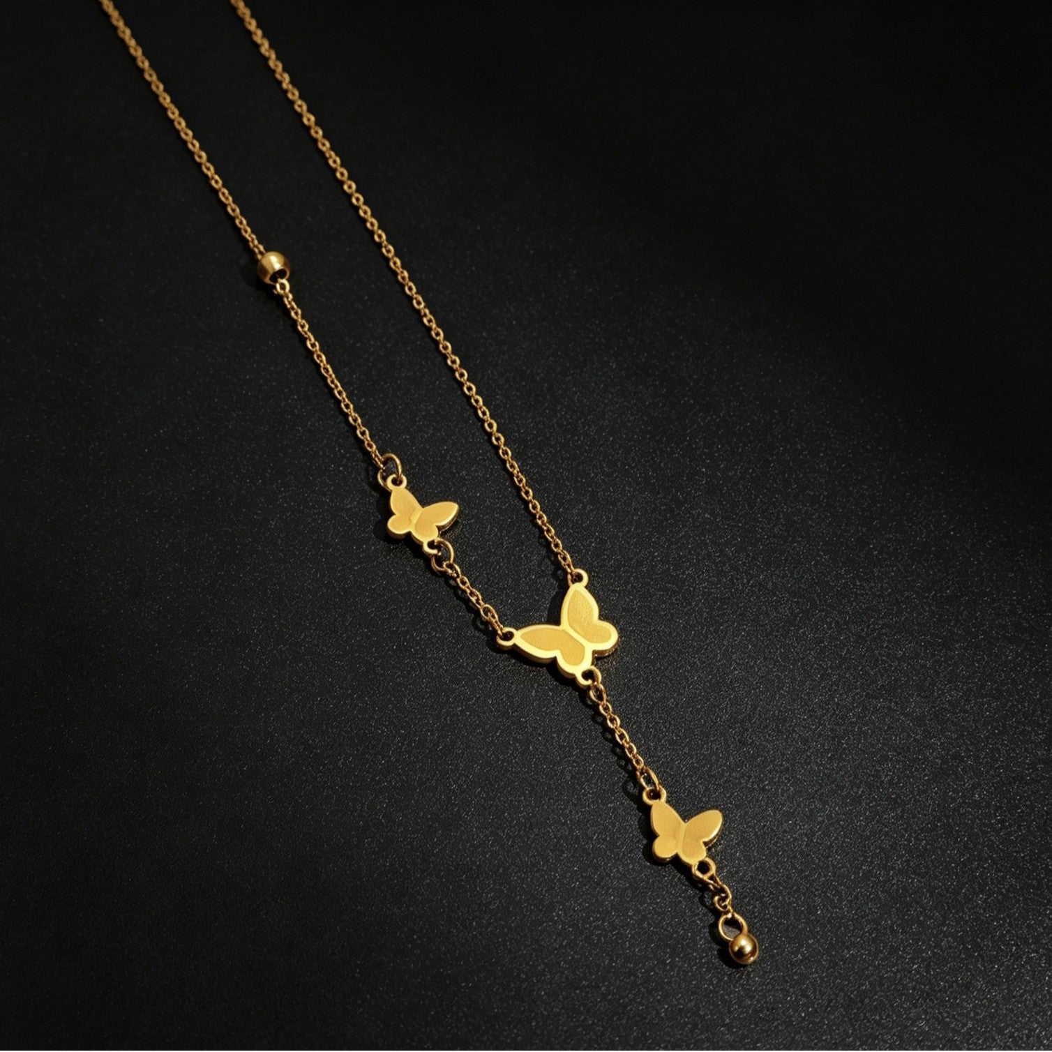 Butterfly Necklace For Unisex, Waterproof Non Tarnish 18K Real Gold Plated Titanium Steel With Cable Chain