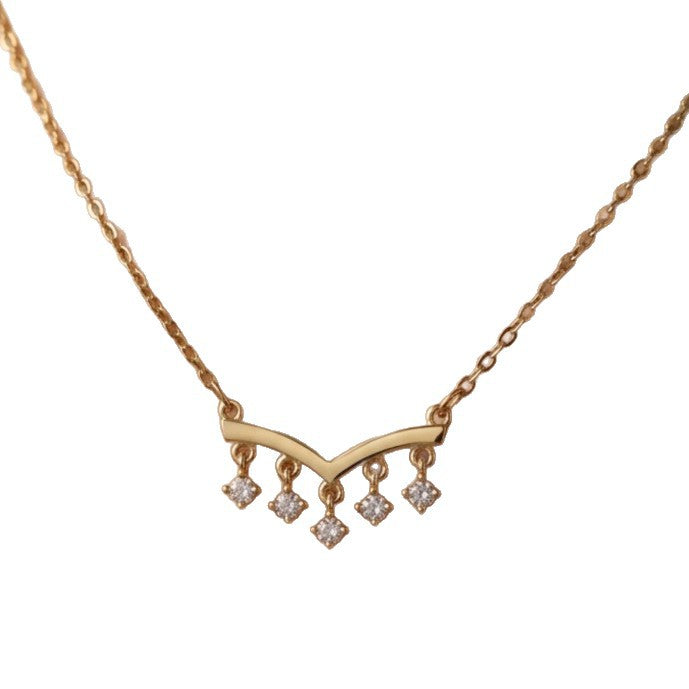 Gold Letter Pendant Necklace For Women With PVD Coated 304 Stainless Steel And Rhinestones On Cable Chain