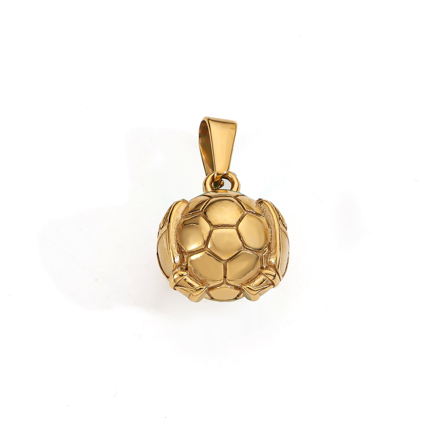 Football Pendant In 304 Stainless Steel With Electroplated Gold Plating, Perfect For Sport