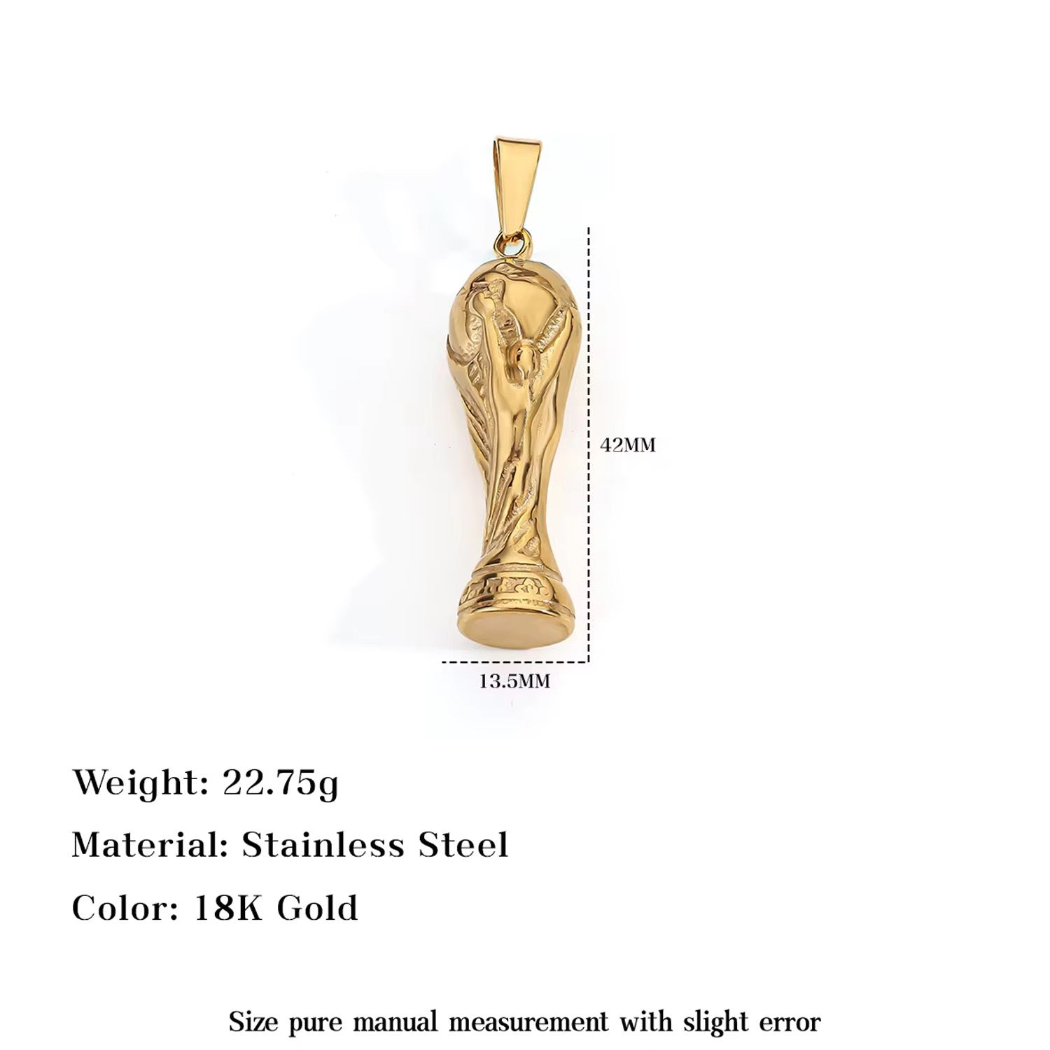Football Pendant In 304 Stainless Steel With Electroplated Gold Plating, Perfect For Sport