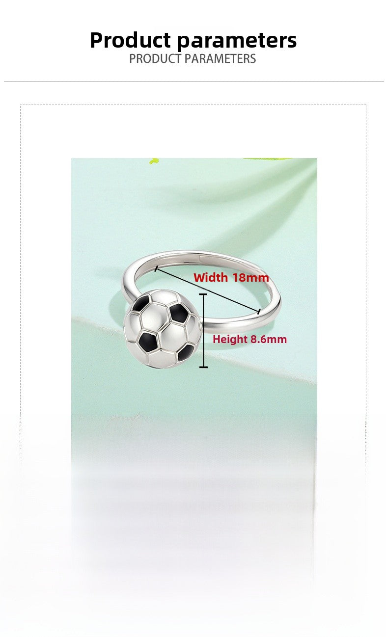 Novelty Football Ring For Unisex Featuring Rotatable Design In Silver Plated Copper Material