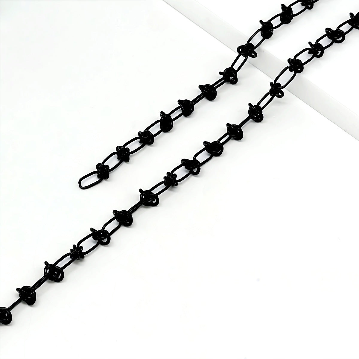 Electroplated Dyed Black Cross Chain In 304 Stainless Steel Featuring Cable Chain Style, Handmade Accessory