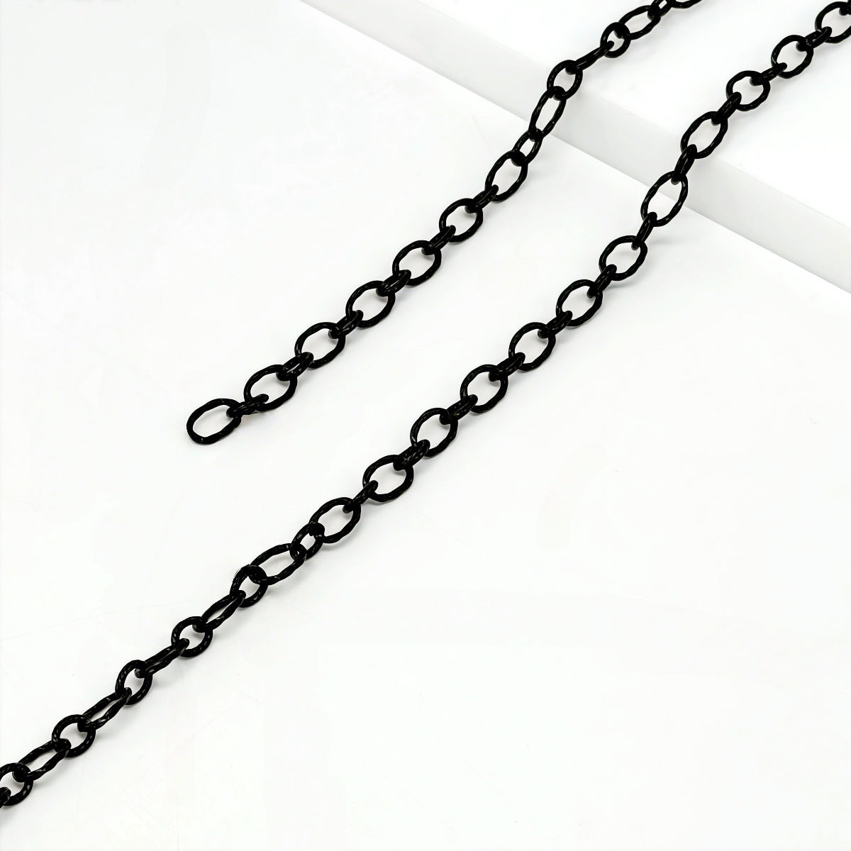 Electroplated Dyed Black Cross Chain In 304 Stainless Steel Featuring Cable Chain Style, Handmade Accessory