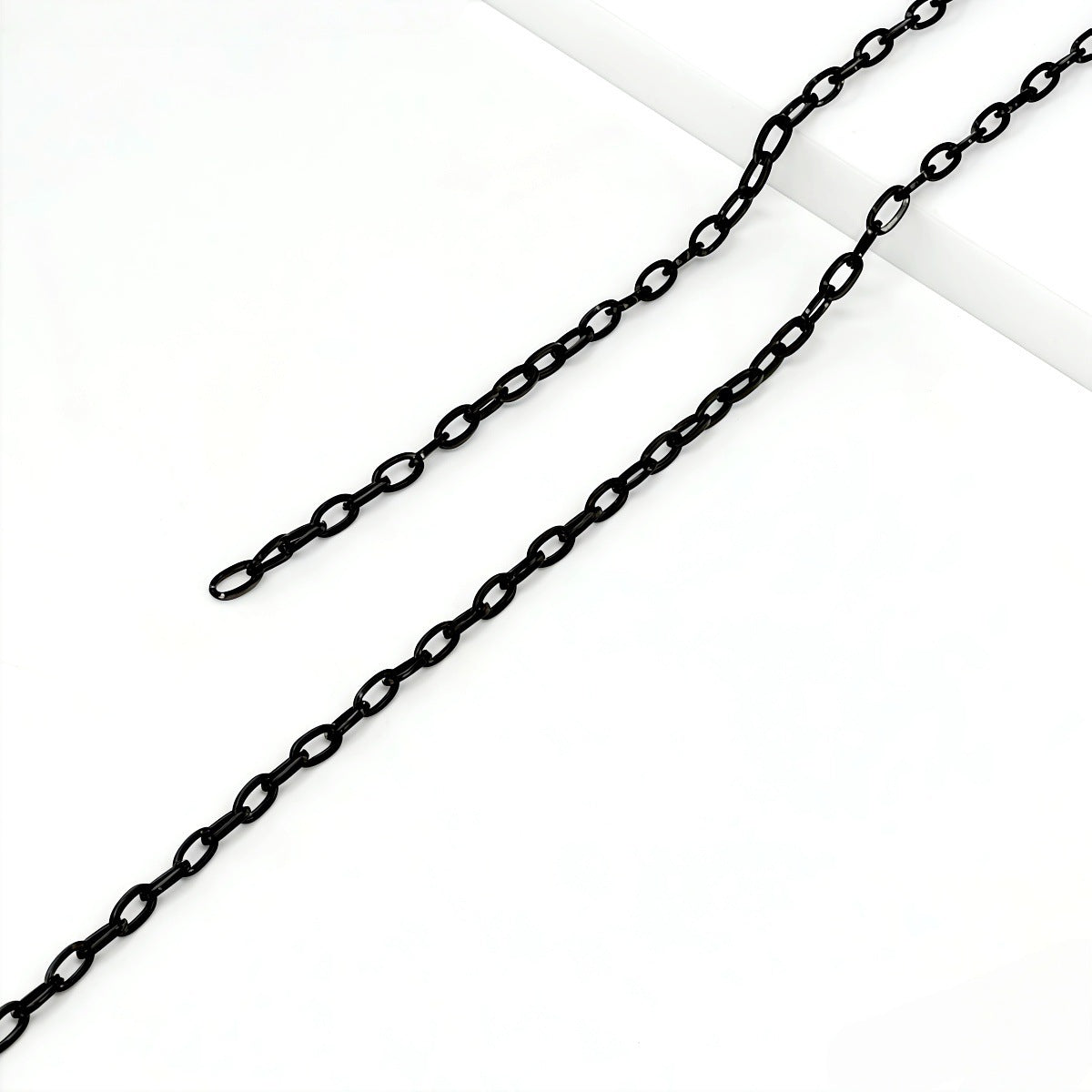 Electroplated Dyed Black Cross Chain In 304 Stainless Steel Featuring Cable Chain Style, Handmade Accessory