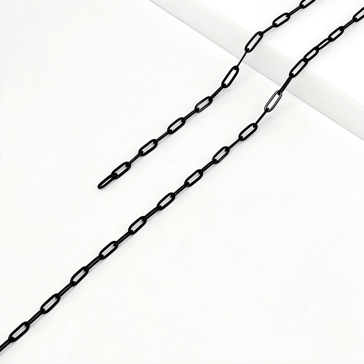 Electroplated Dyed Black Cross Chain In 304 Stainless Steel Featuring Cable Chain Style, Handmade Accessory