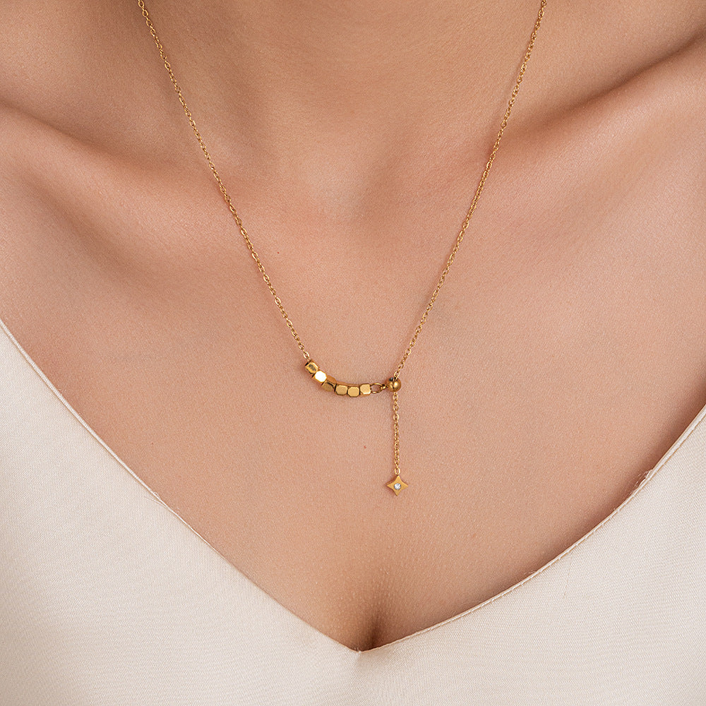 Gold Star Necklace For Women In Waterproof Non Tarnish Titanium Steel With Durable Titanium Steel Chain And Pendant
