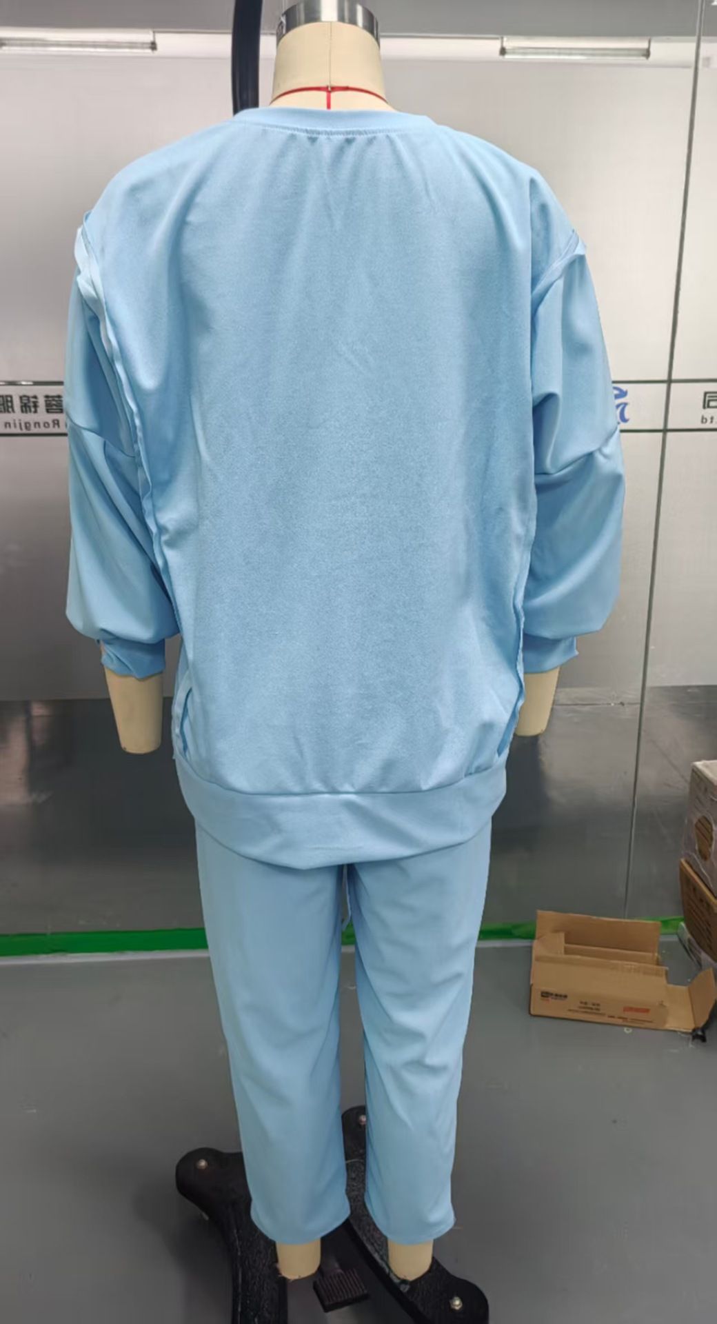 Casual Solid Color Polyester Sweatpants 2 Pieces Pant Co-ord Set With Round Neck