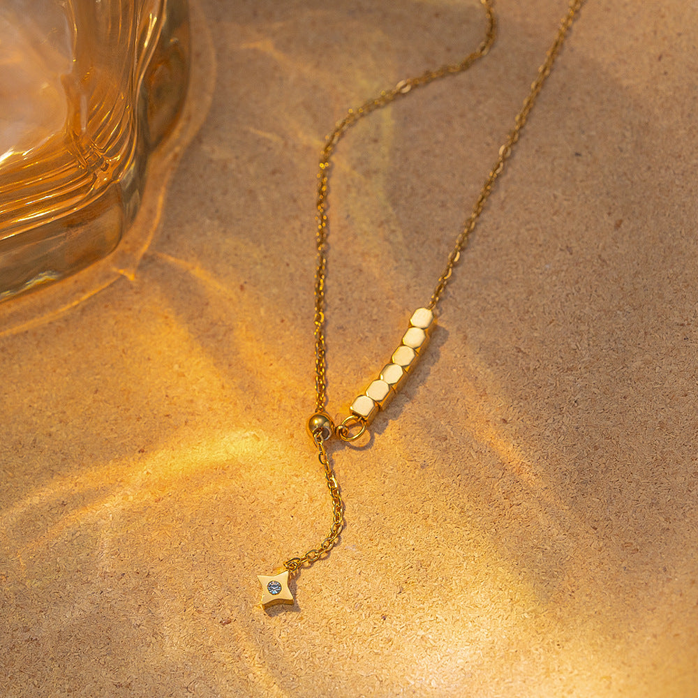Gold Star Necklace For Women In Waterproof Non Tarnish Titanium Steel With Durable Titanium Steel Chain And Pendant