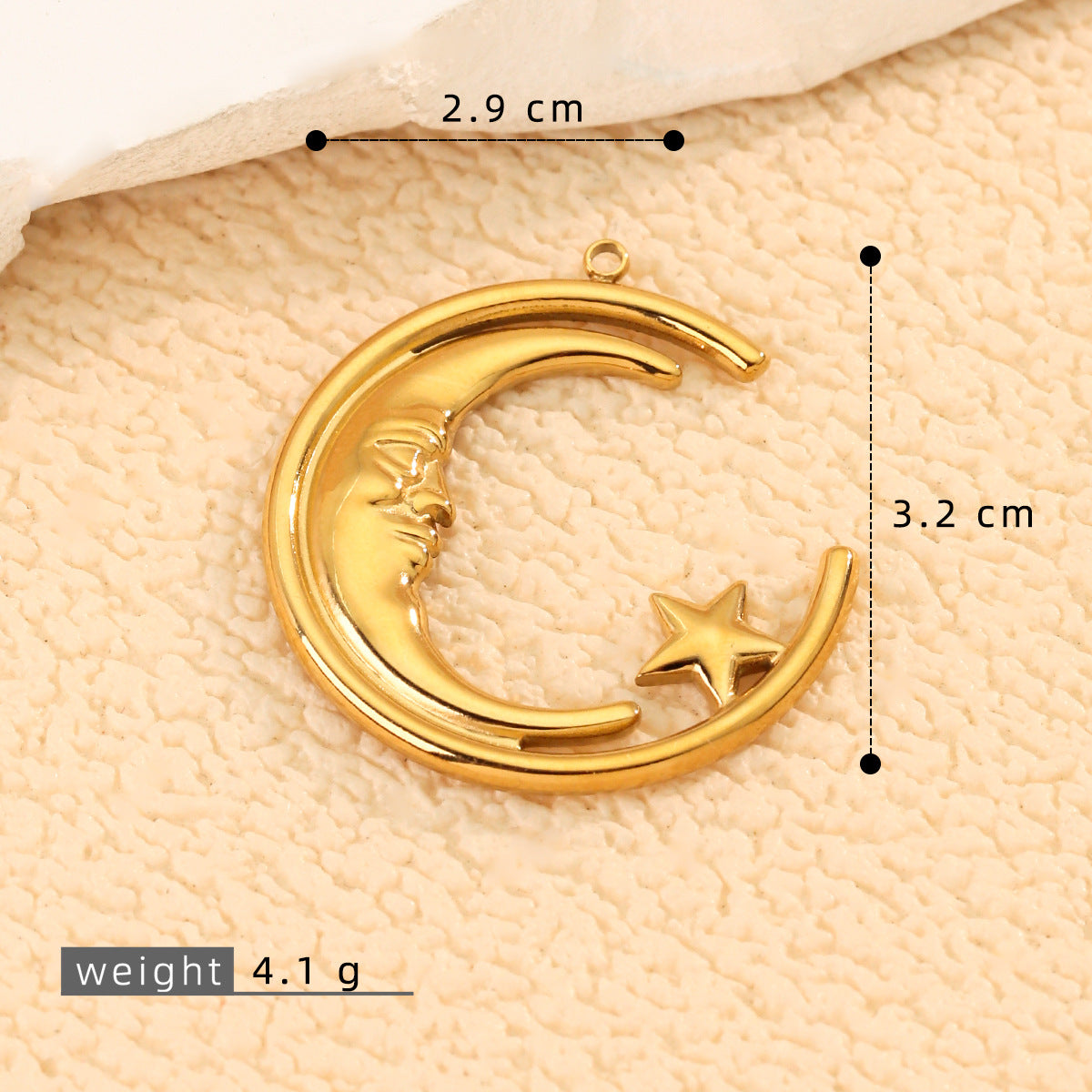 Moon Pendant Made Of 304 Stainless Steel Featuring Electroplated Craftsmanship