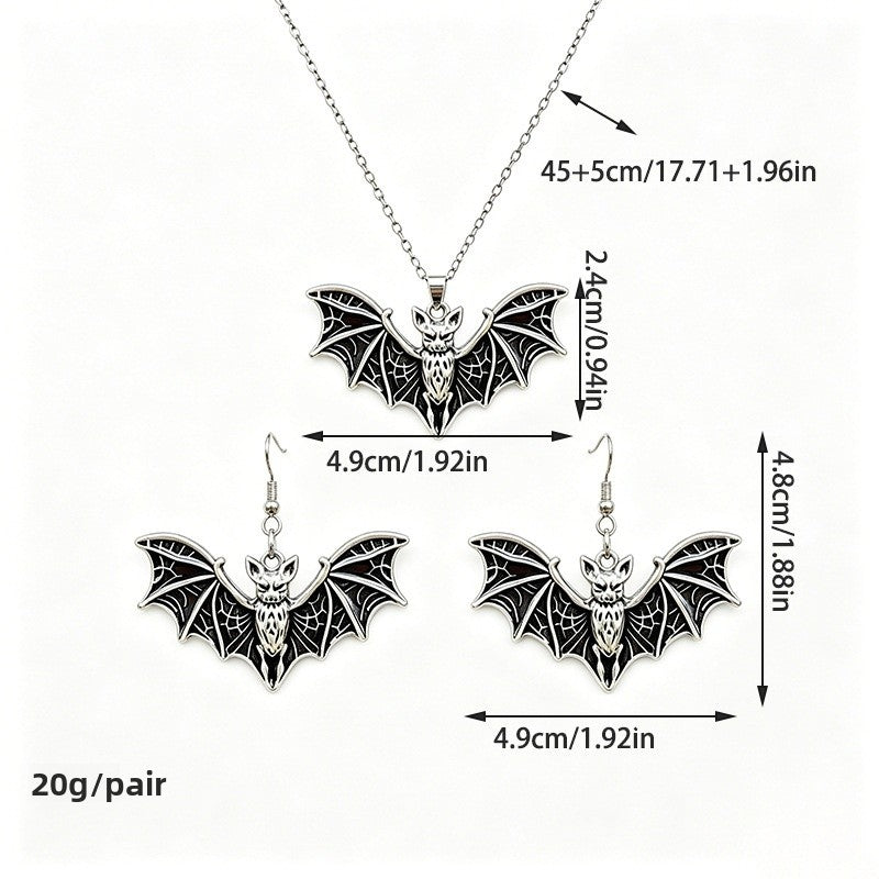 Halloween Bat Earrings For Unisex Featuring Dyed Black Zinc Alloy With Iron Ear Pins, 1 Set