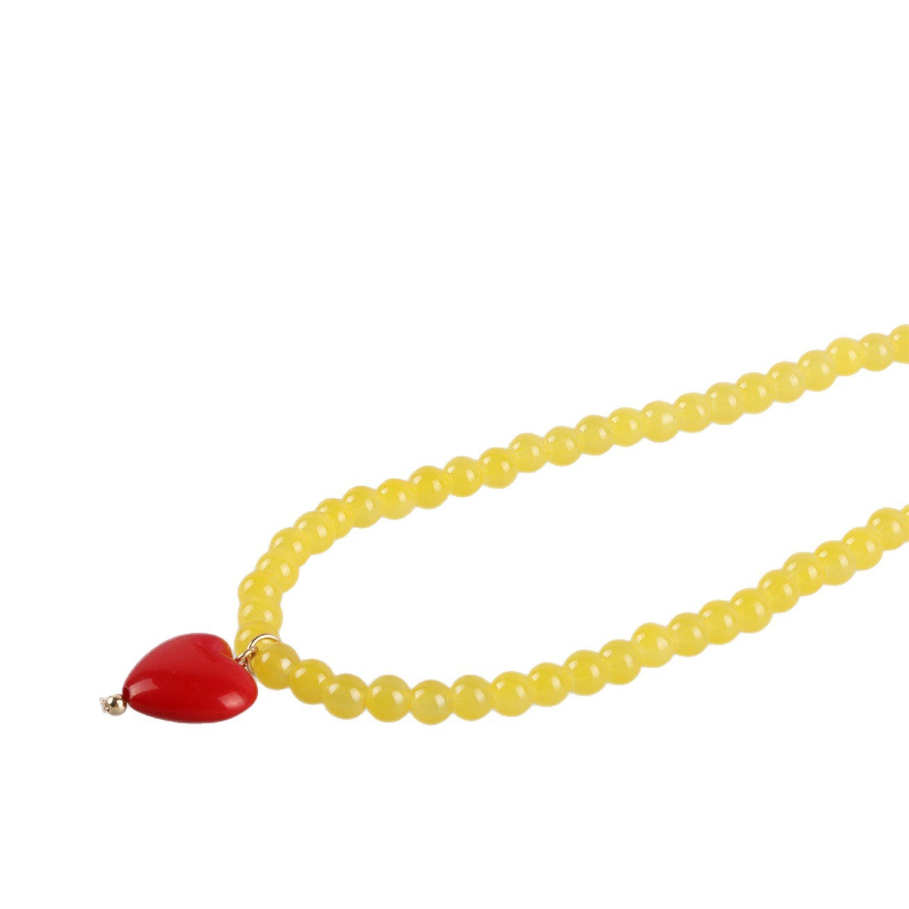 Sweet Heart Shape Necklace With Natural Pink Resin Pendant On Ball Chain For Unisex