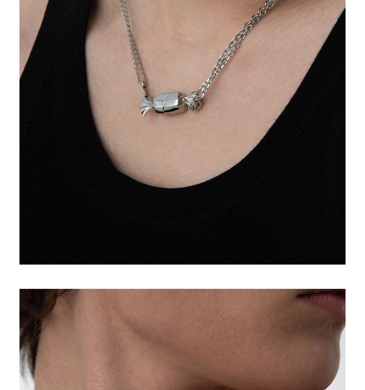 Gold Cartoon Style Candy Necklace For Unisex Featuring Silver Plated Copper With Cable Chain