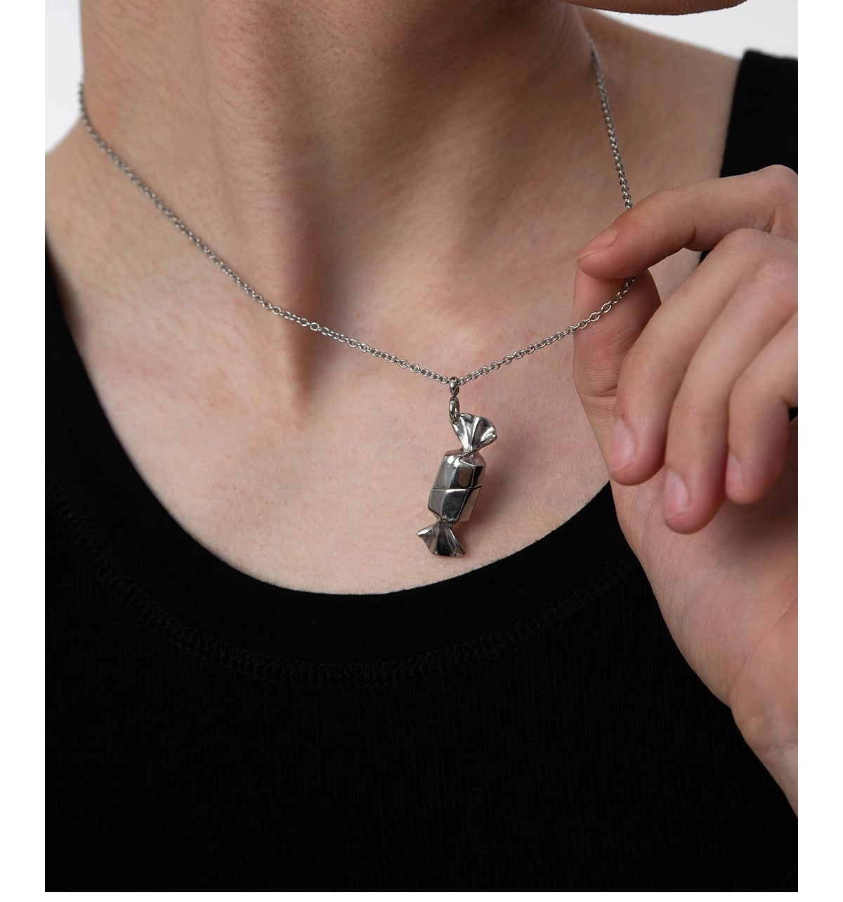 Gold Cartoon Style Candy Necklace For Unisex Featuring Silver Plated Copper With Cable Chain