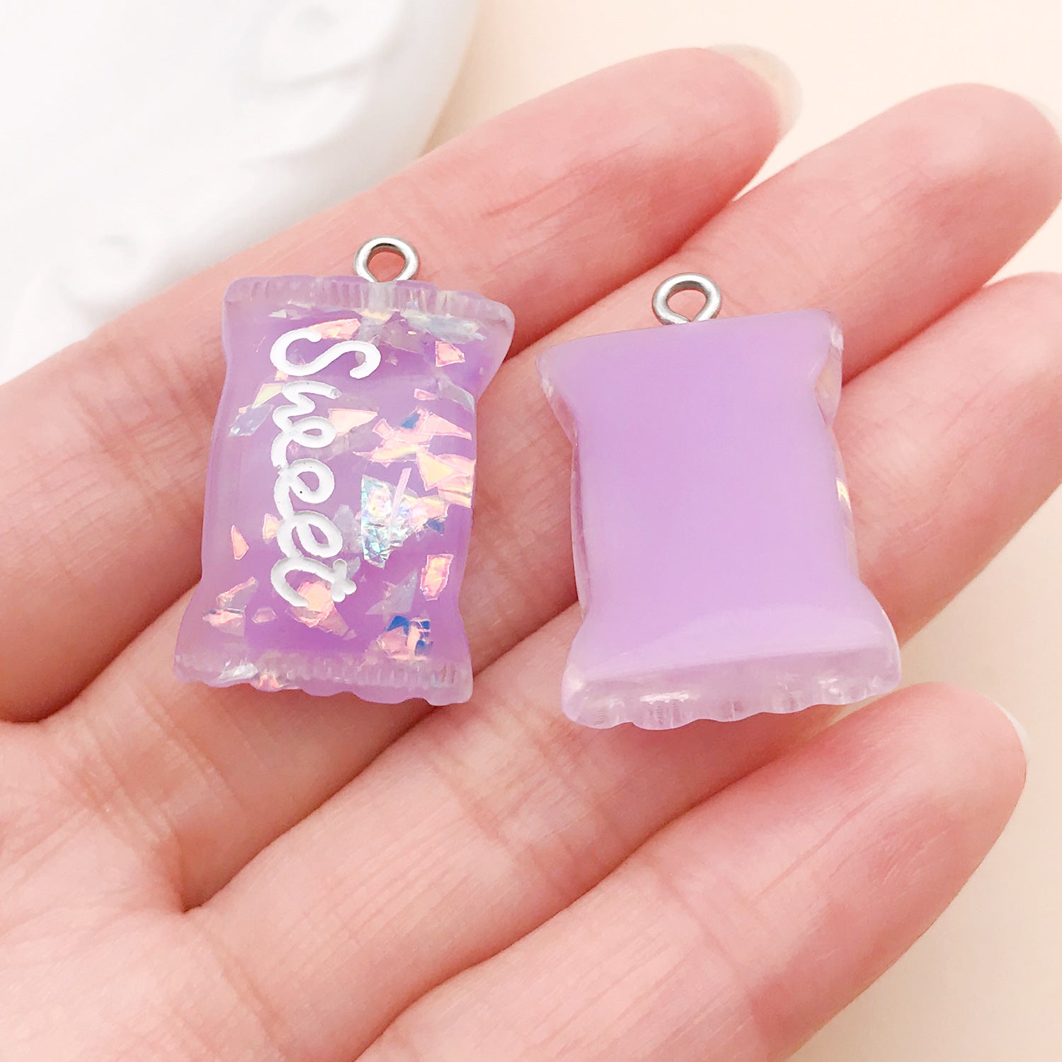 Candy Resin Pendant With Enamel Craft, 20 PCS Package In Purple, Retro Style Jewelry Accessories