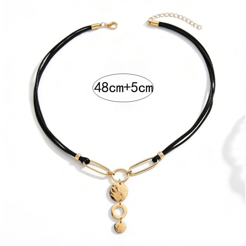 Handmade Geometric Gold Necklace With Alloy Pendant And Twisted Rope Chain, Unisex Jewelry