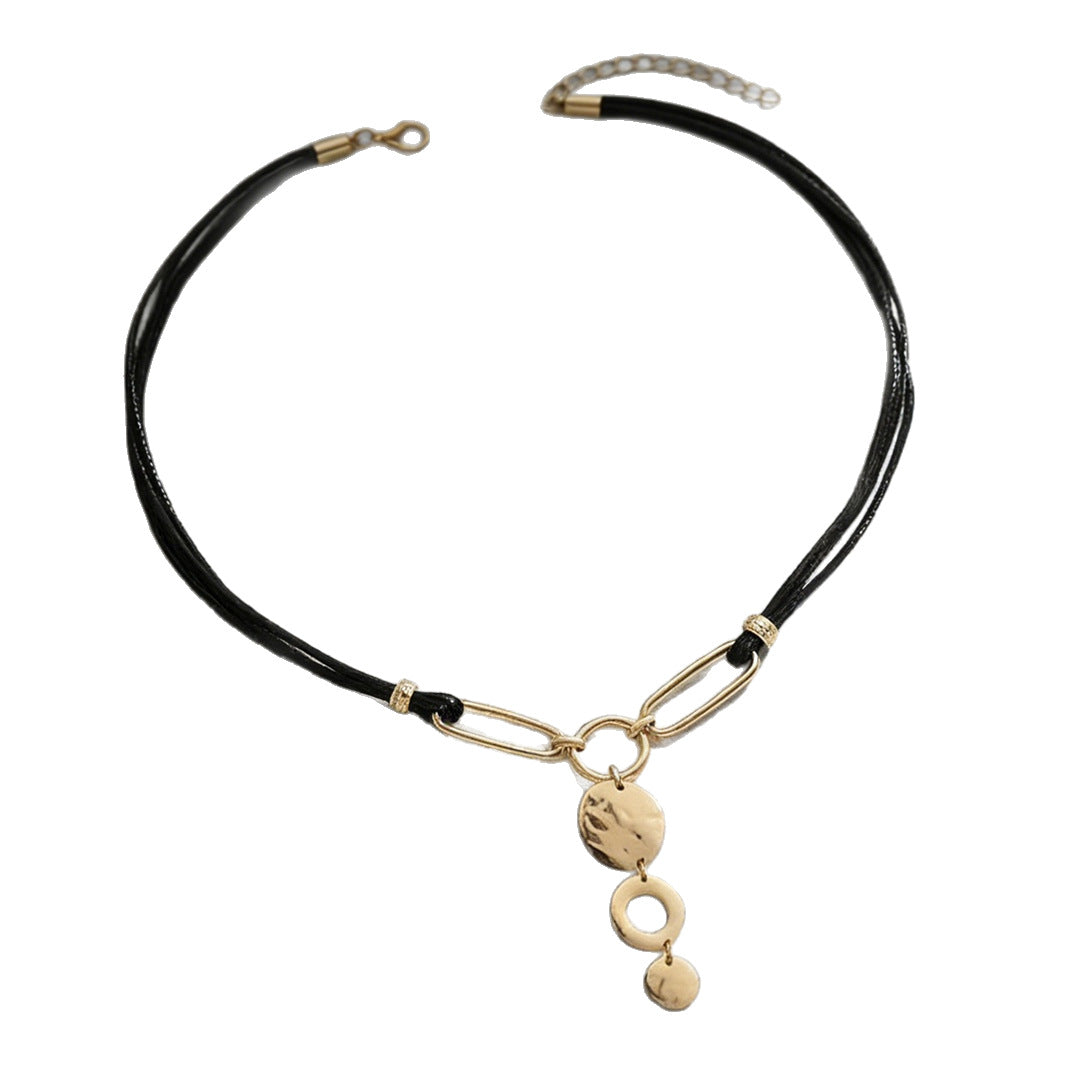 Handmade Geometric Gold Necklace With Alloy Pendant And Twisted Rope Chain, Unisex Jewelry
