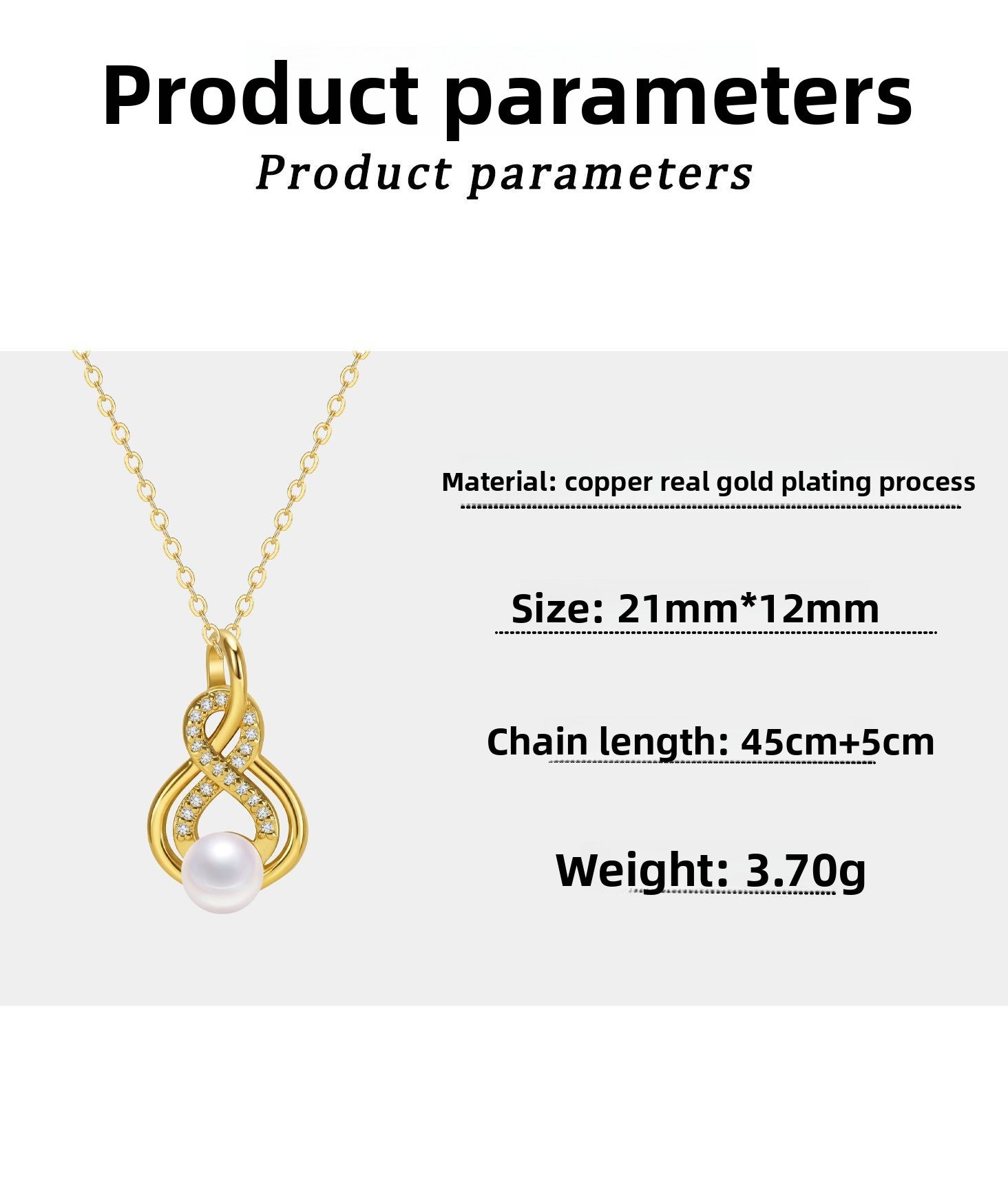 Infinity Necklace For Women In Real Gold Plated Copper With Cable Chain, Elegant And Durable Jewelry