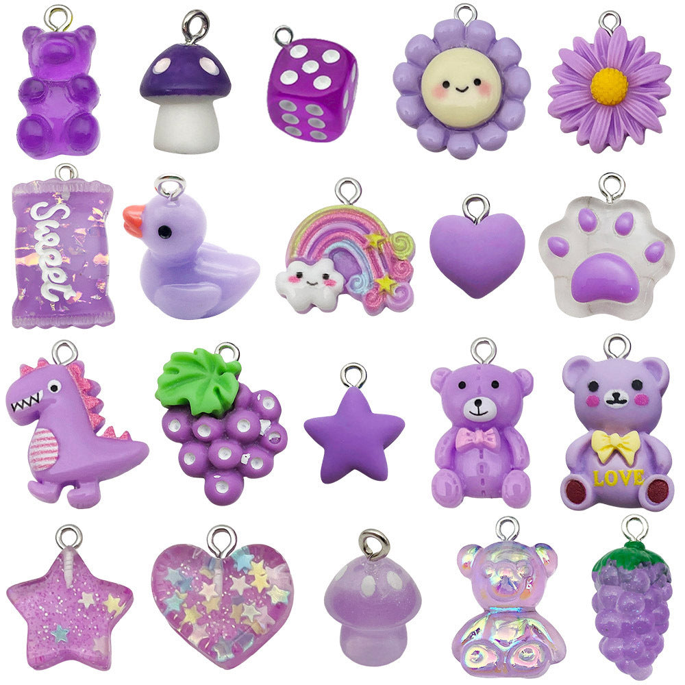 Candy Resin Pendant With Enamel Craft, 20 PCS Package In Purple, Retro Style Jewelry Accessories