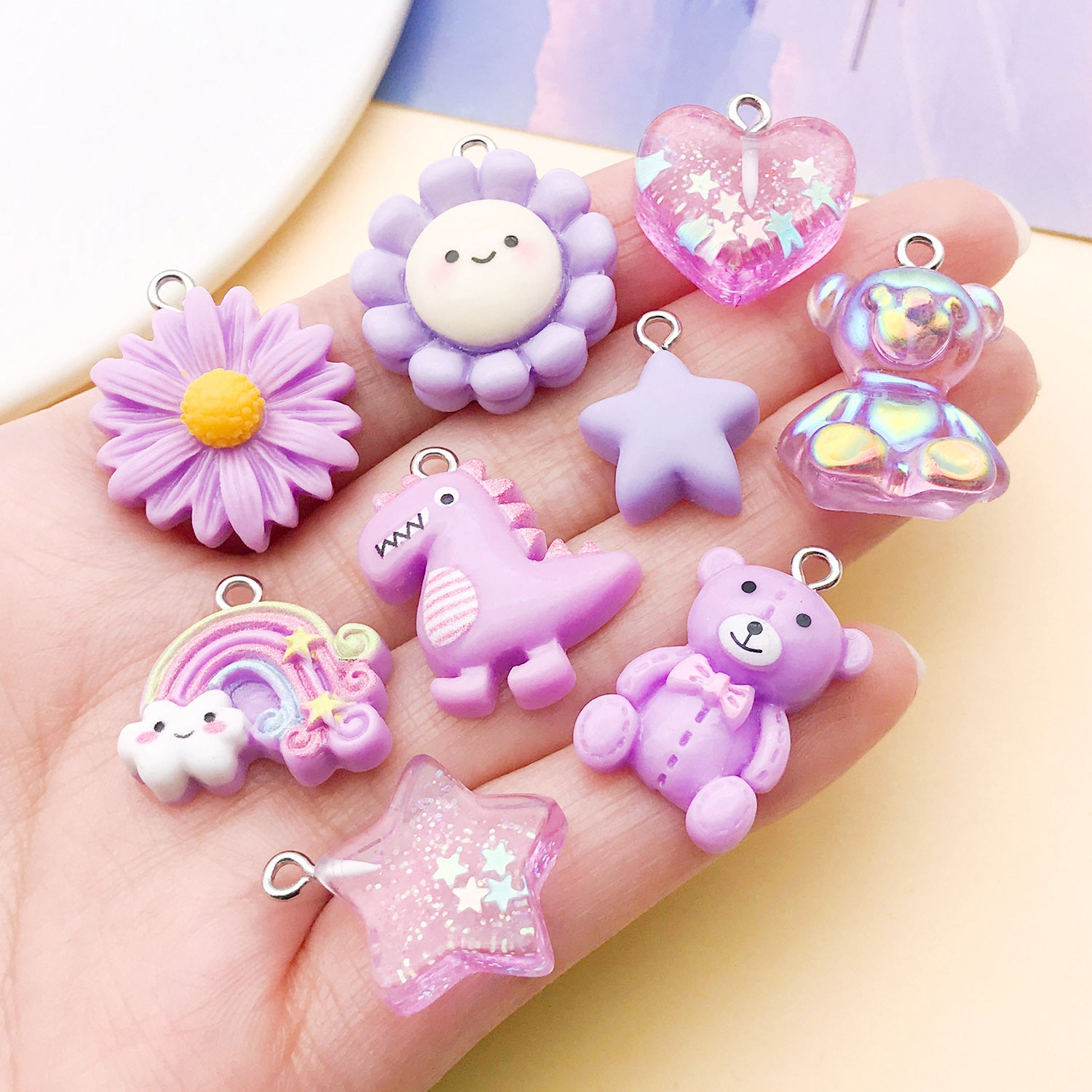 Candy Resin Pendant With Enamel Craft, 20 PCS Package In Purple, Retro Style Jewelry Accessories