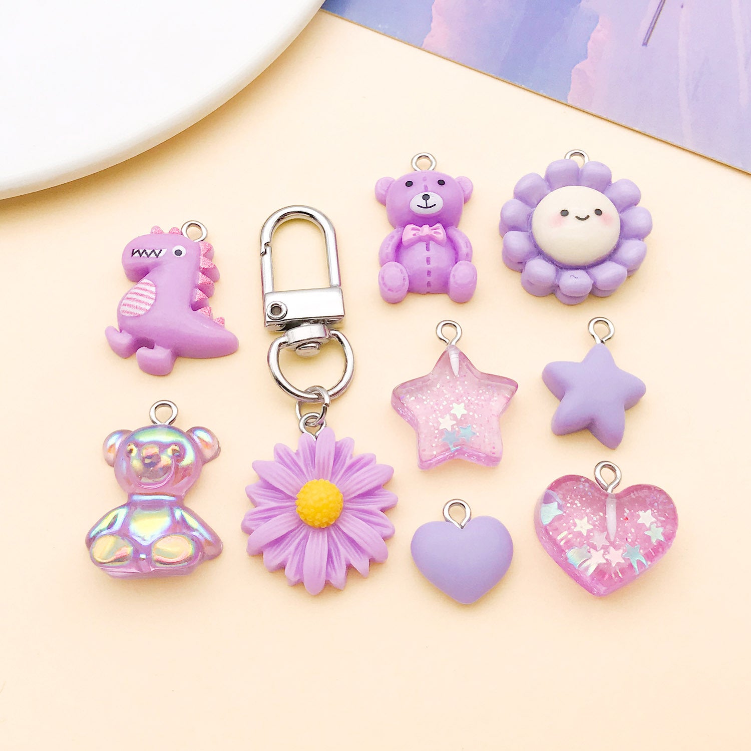 Candy Resin Pendant With Enamel Craft, 20 PCS Package In Purple, Retro Style Jewelry Accessories