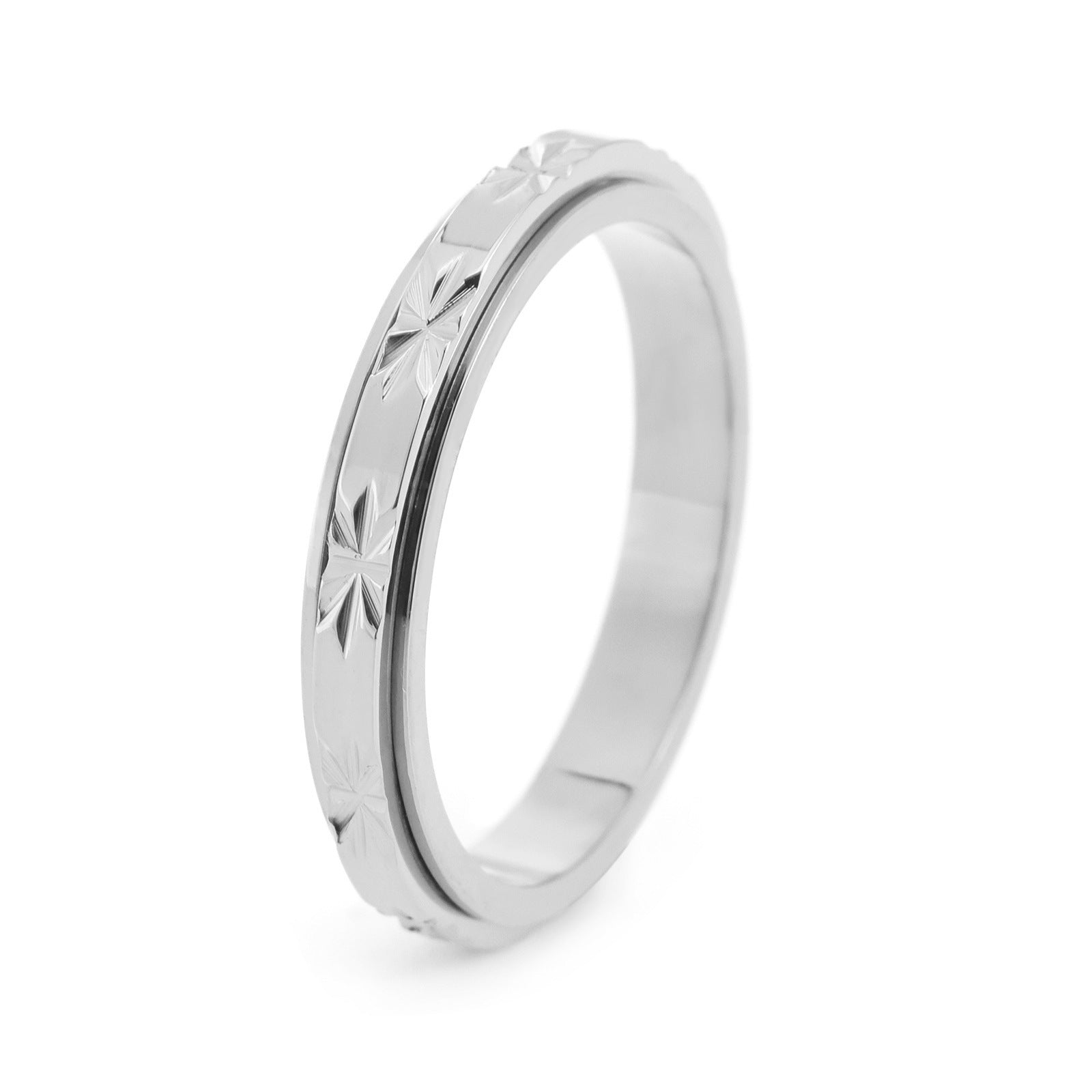 Faceted Star Titanium Steel Ring For Women In Gold Color