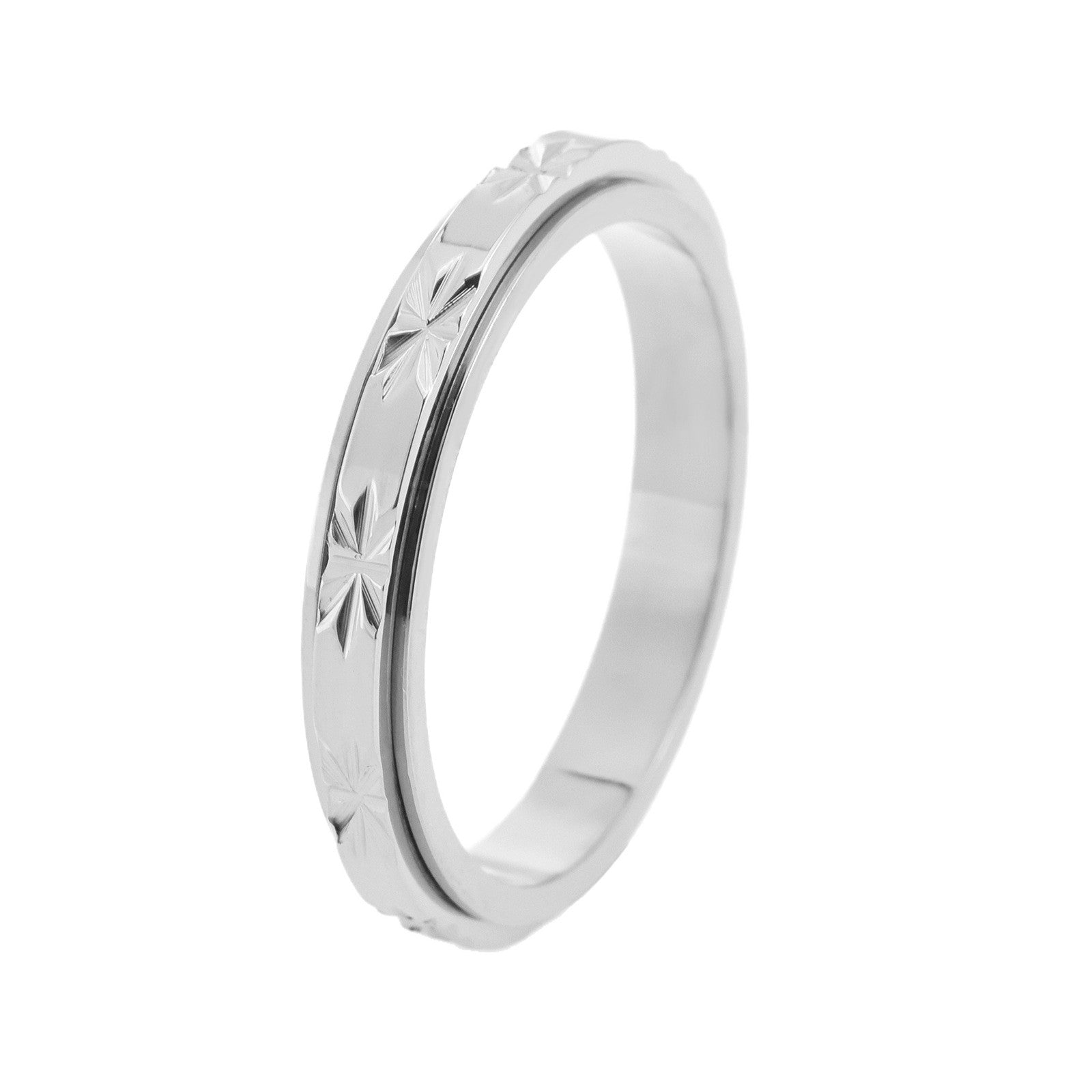 Faceted Star Titanium Steel Ring For Women In Gold Color