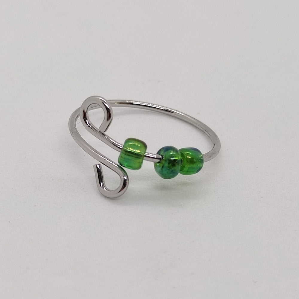 Geometric Rotatable Fidget Ring In Multicolor Titanium Steel For Unisex