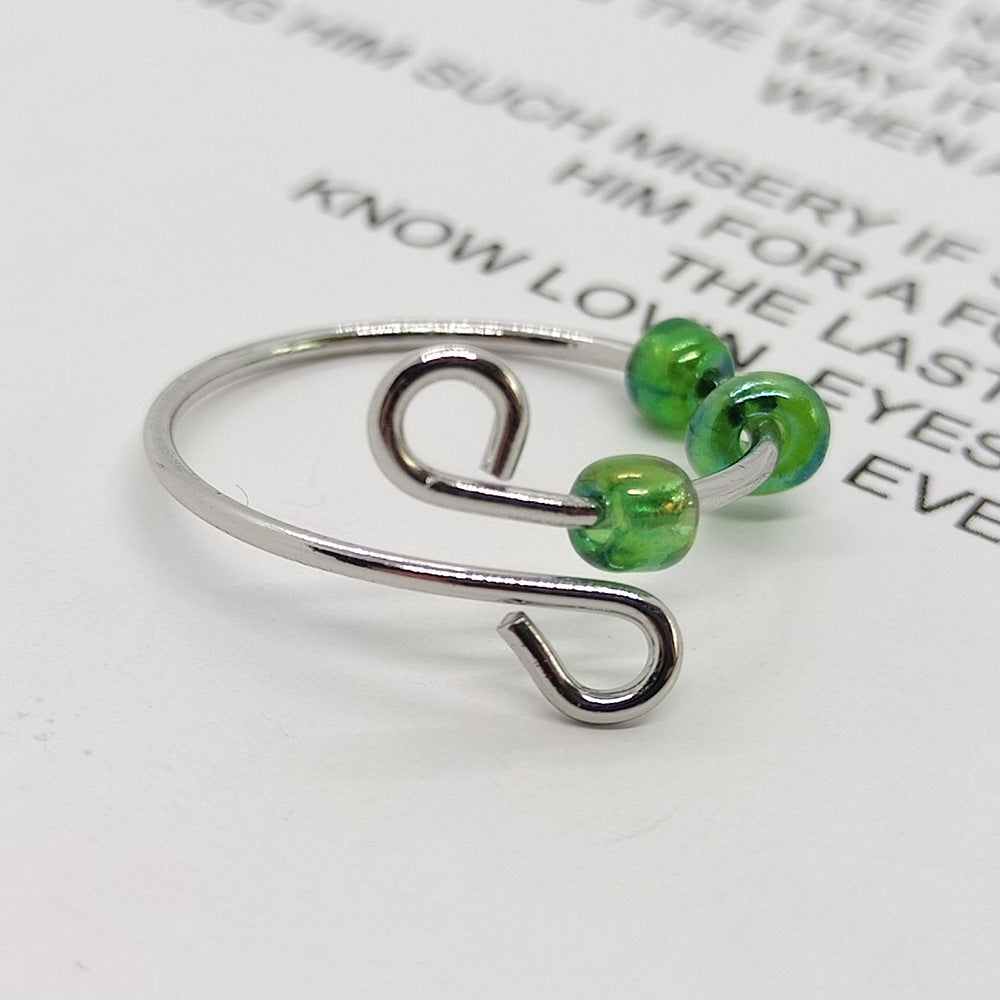 Geometric Rotatable Fidget Ring In Multicolor Titanium Steel For Unisex