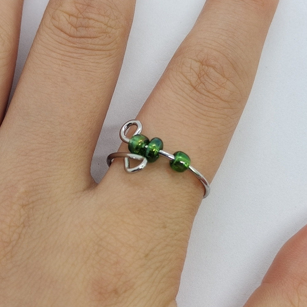 Geometric Rotatable Fidget Ring In Multicolor Titanium Steel For Unisex