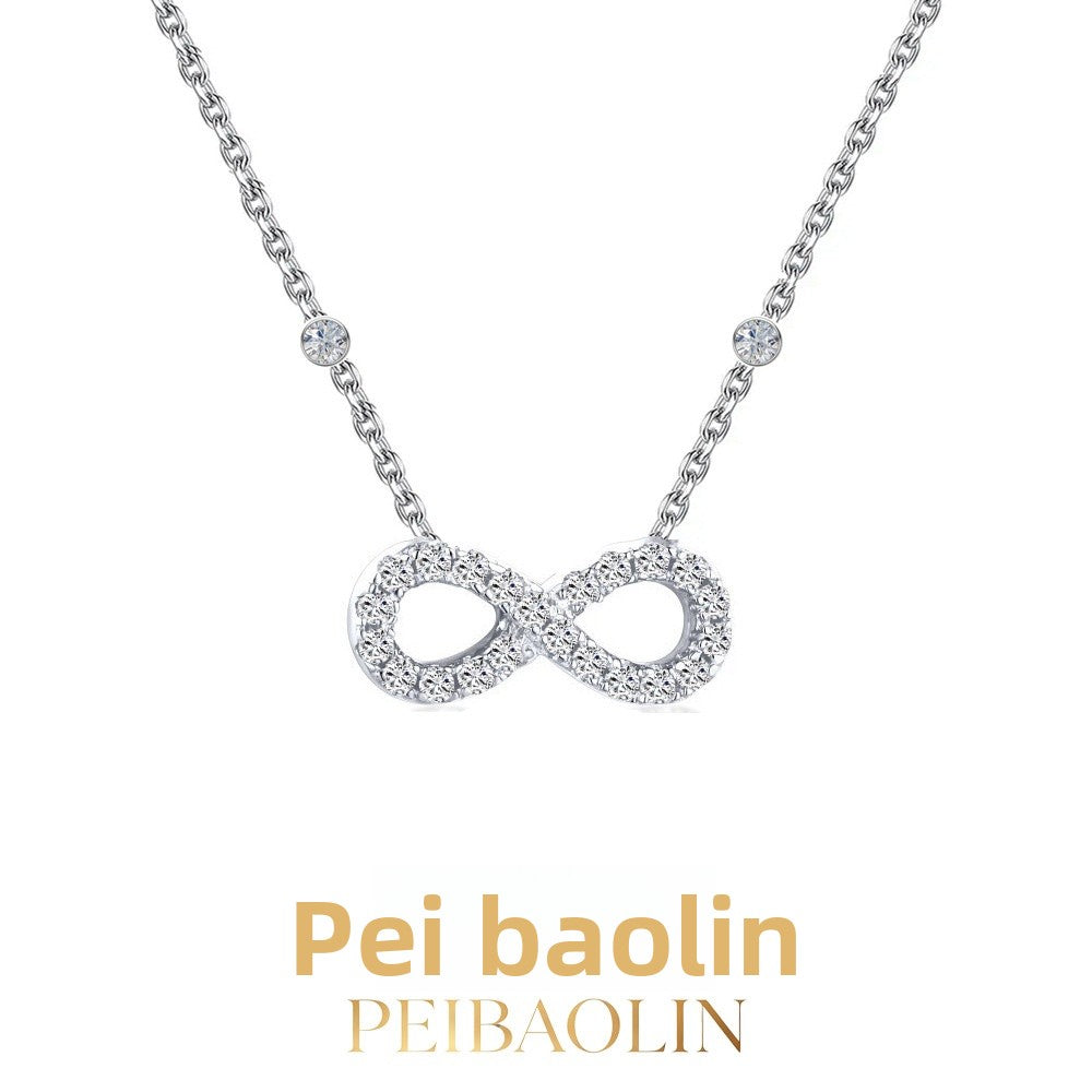 Infinity Pendant Necklace For Women In Silver Featuring 925 Sterling Silver Pendant With Electroplated Finish And Rhinestone Inlay