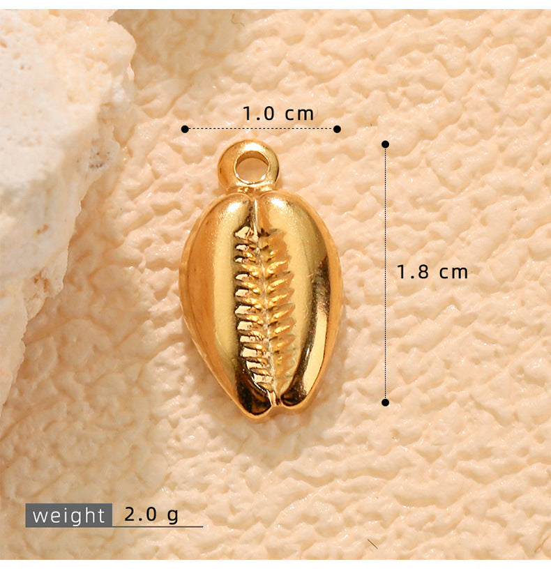 Conch Pendant In Marine Style With Electroplated 304 Stainless Steel And Shell Inlay, Steel Color