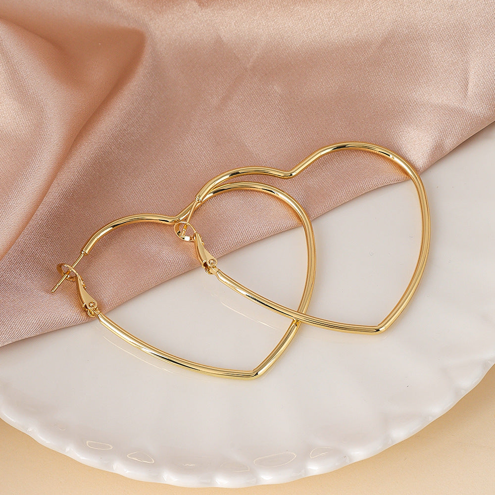 Gold Circle Earrings For Women With Copper Ear Pins Featuring Exaggerated Style