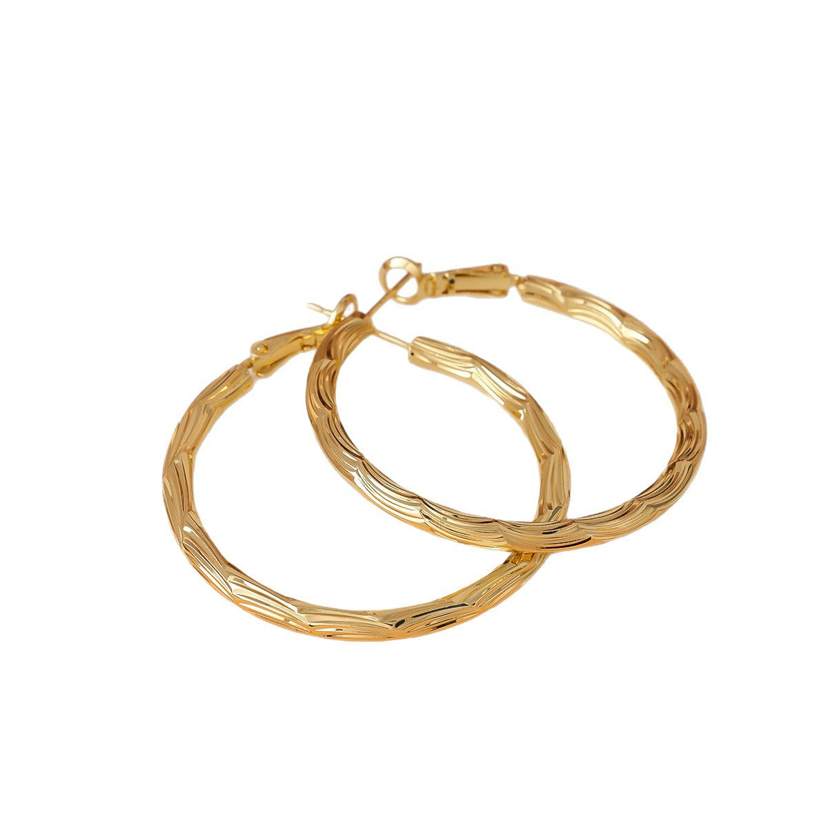 Gold Circle Earrings For Women With Copper Ear Pins Featuring Exaggerated Style
