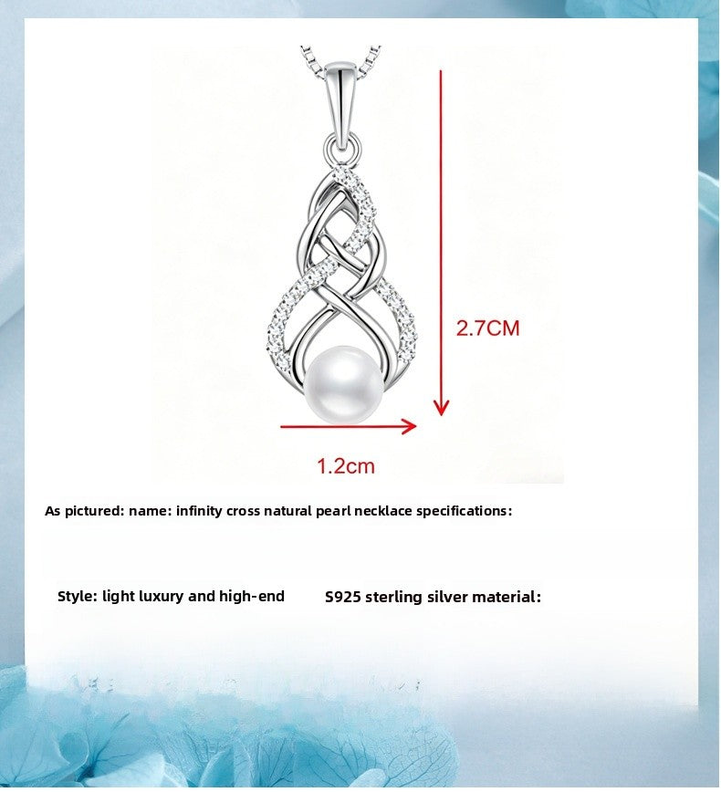 Luxurious 925 Sterling Silver Pearl Pendant Necklace For Women With Freshwater Pearl And Silver Box Chain