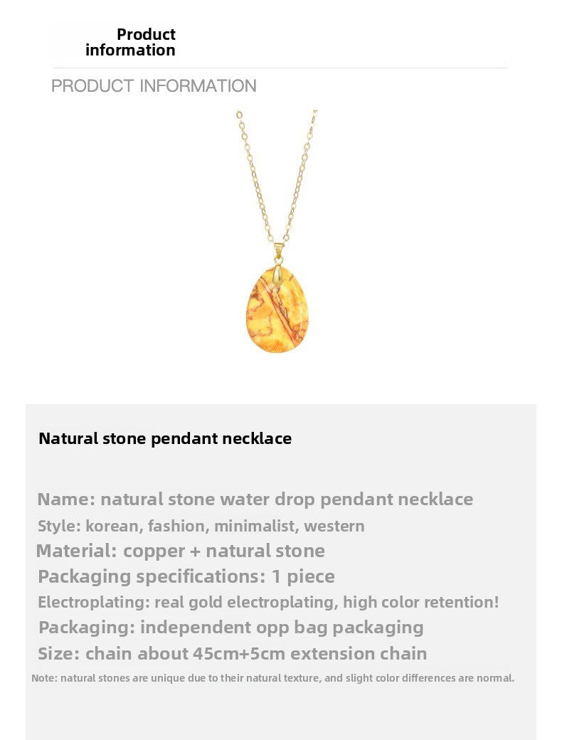 Ethnic Style Heart Shape Pendant Necklace With Crystal And Natural Stone Inlay, Real Gold Plated
