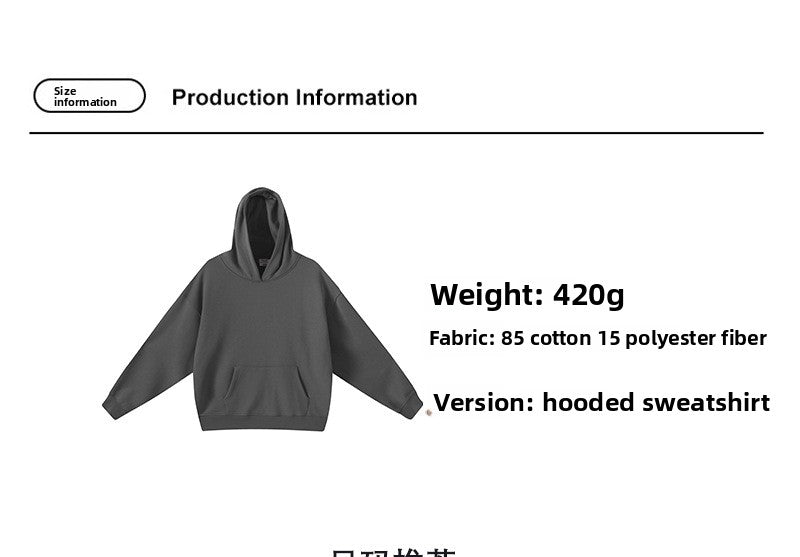 Men's Solid Color Dyed Black Cotton Long Sleeve Hoodie