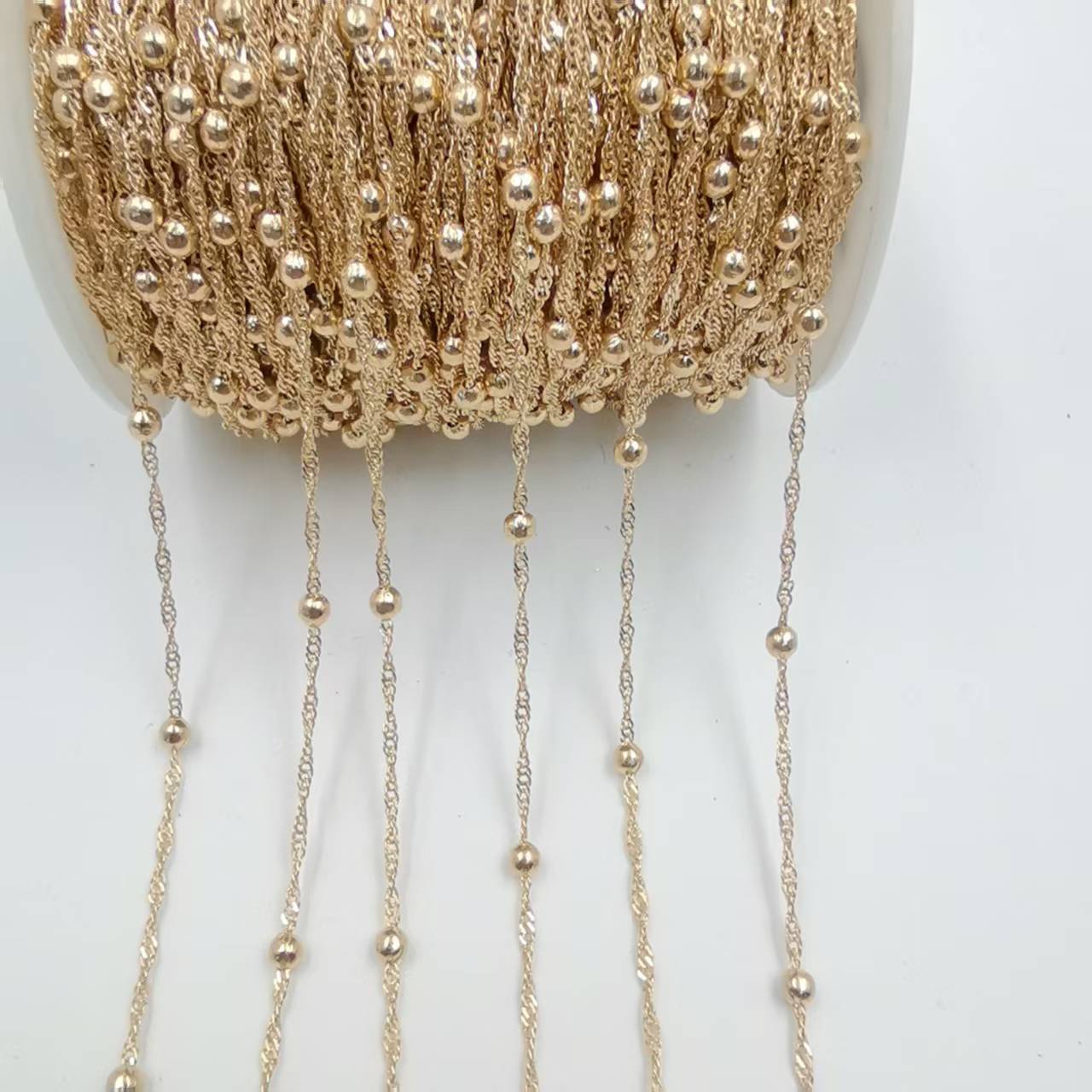 Electroplated Tassel Chain In Gold Featuring KC Golden Plated Iron Material With Cable Chain Design