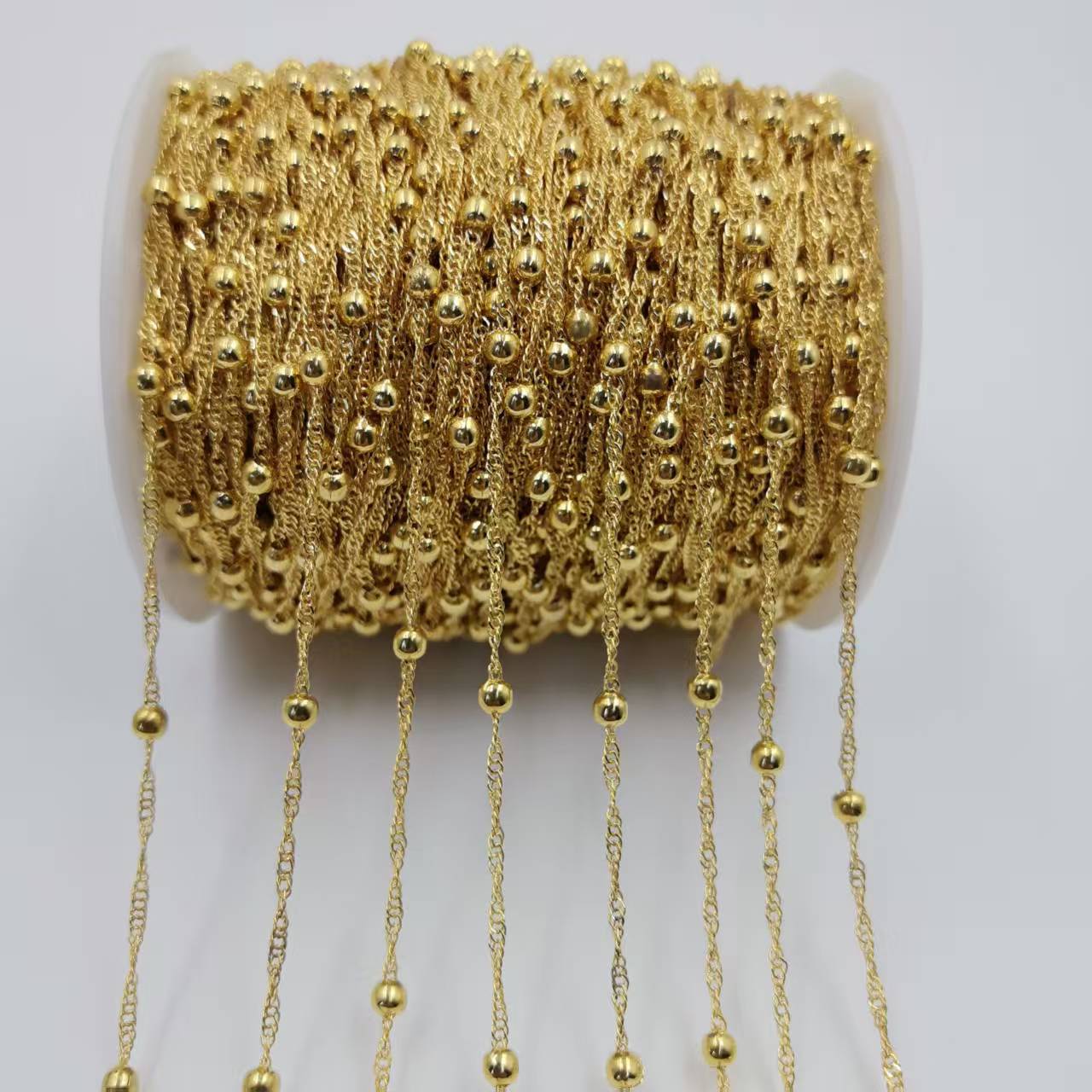 Electroplated Tassel Chain In Gold Featuring KC Golden Plated Iron Material With Cable Chain Design