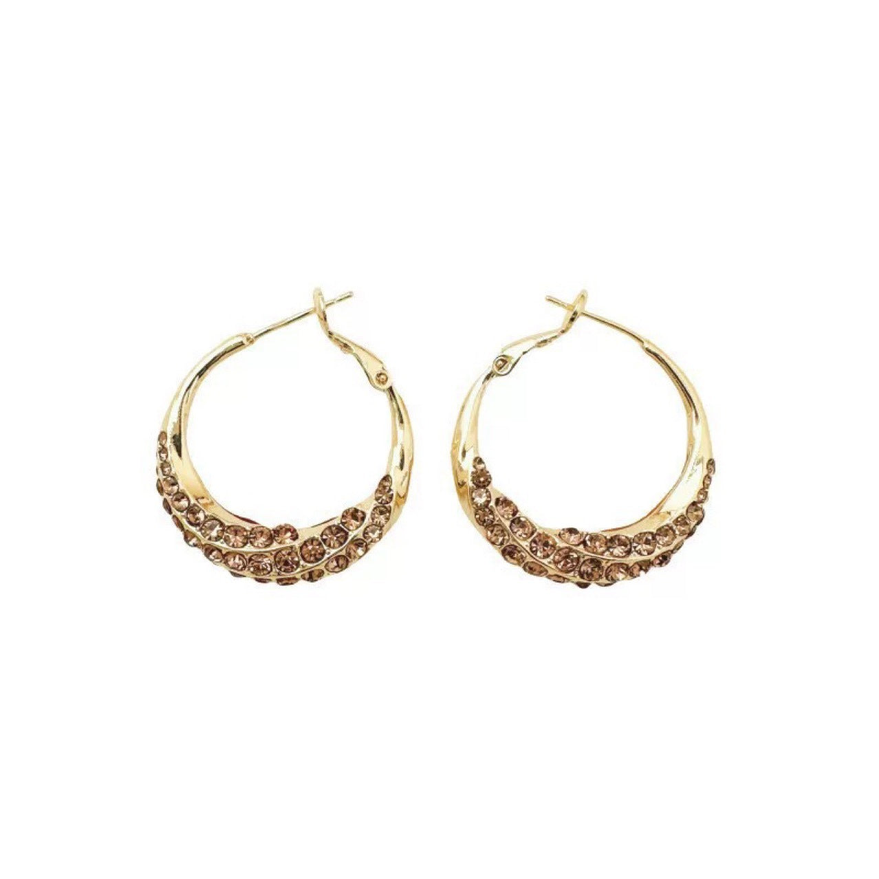 Basic Hoop Earrings Circle Pattern For Women With 925 Sterling Silver Alloy Posts In Gold