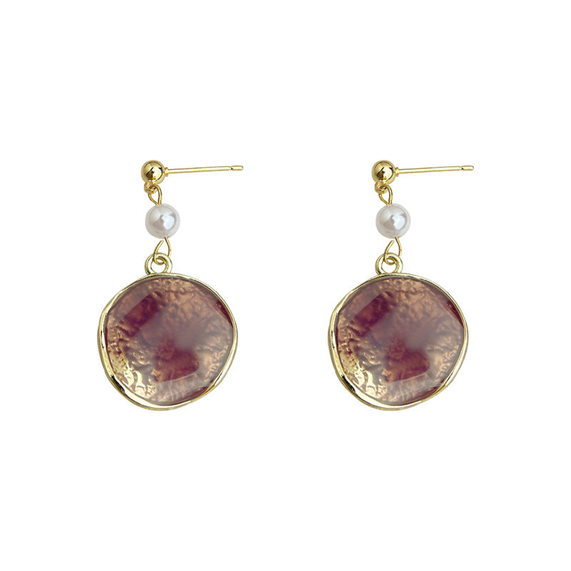 Ombre Purple Enamel Earrings For Women With Copper Ear Pins, Stylish And Elegant Design