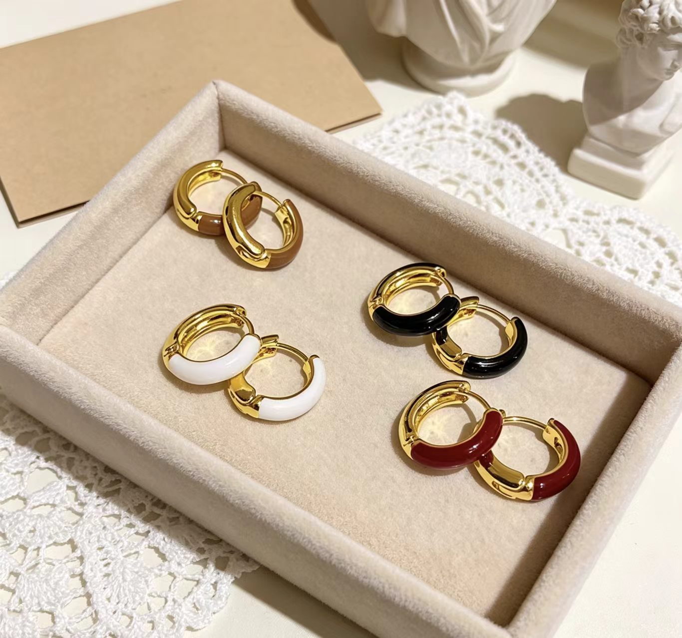 Candy Enamel Stud Earrings For Women In Simple Style, Electroplated Alloy With Copper Ear Pins