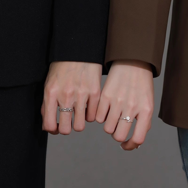 Novelty Flowers Rings For Couples In Electroplated Copper, 1 Pair
