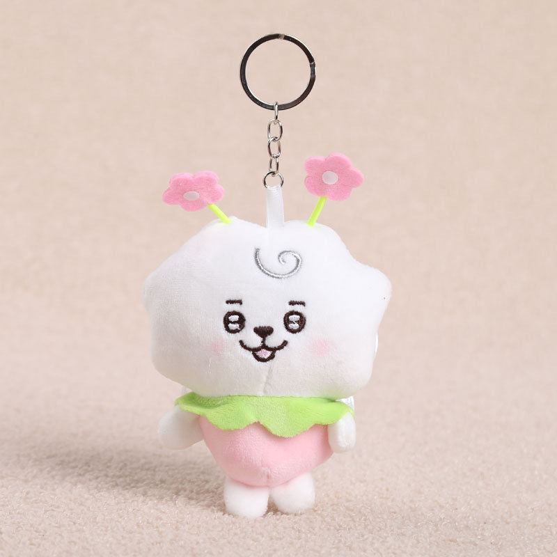 Cute White Cartoon Plush Stuffed Animal Toy Keychain, Soft And Adorable Plush Doll For Kids