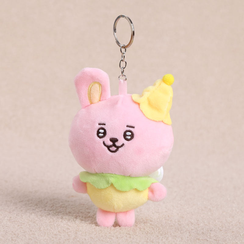 Cute White Cartoon Plush Stuffed Animal Toy Keychain, Soft And Adorable Plush Doll For Kids
