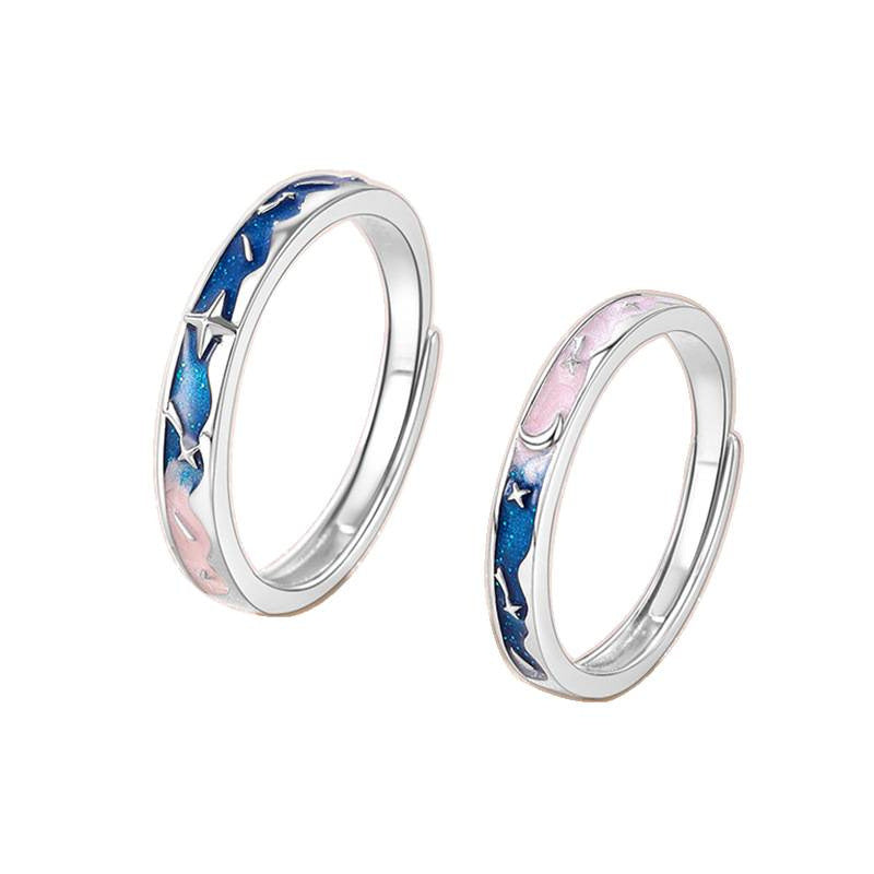 Constellation Copper Rings For Couples, 1 Pair