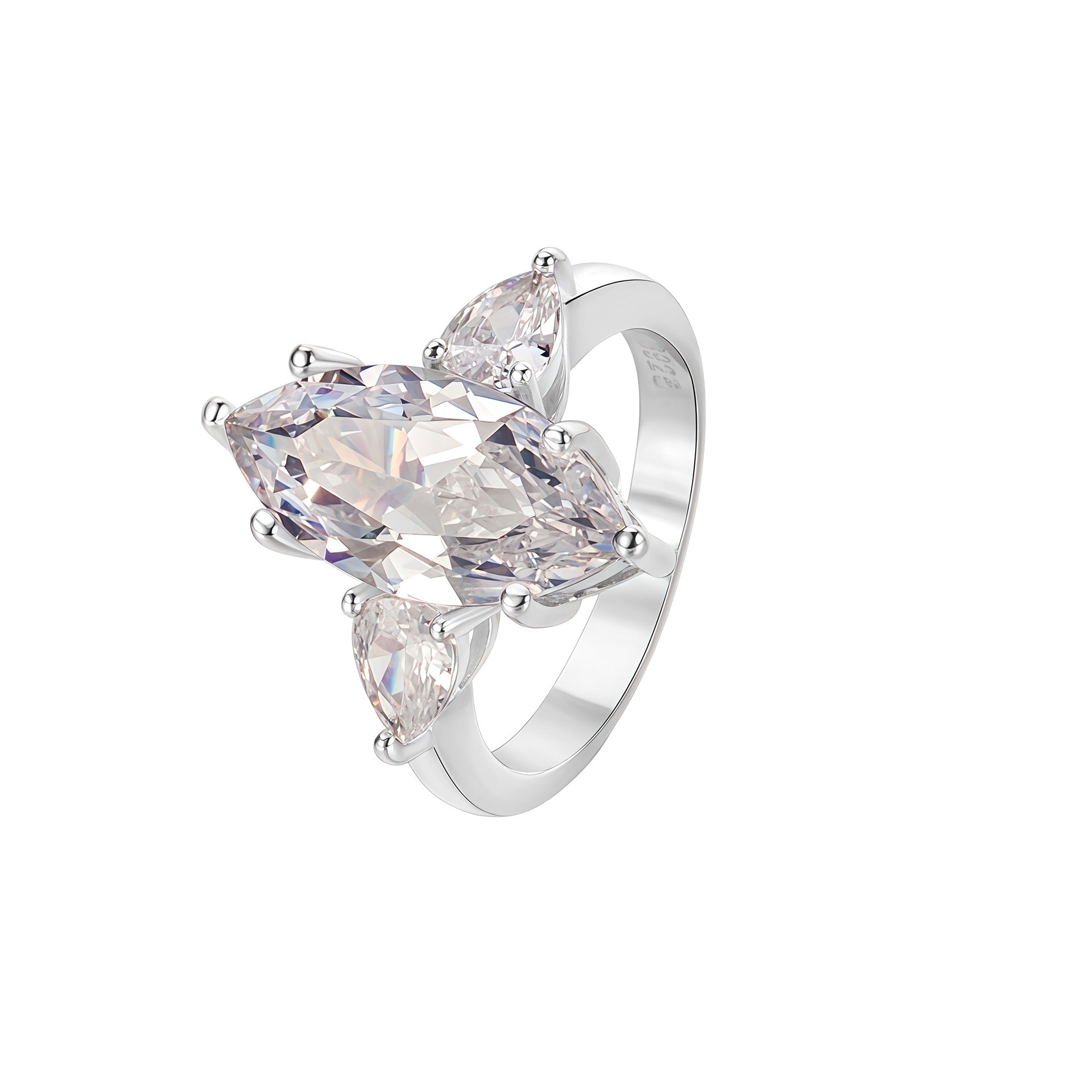 Exaggerated Horse Eye Open Ring In 925 Sterling Silver With Zircon Inlay, Unisex Design