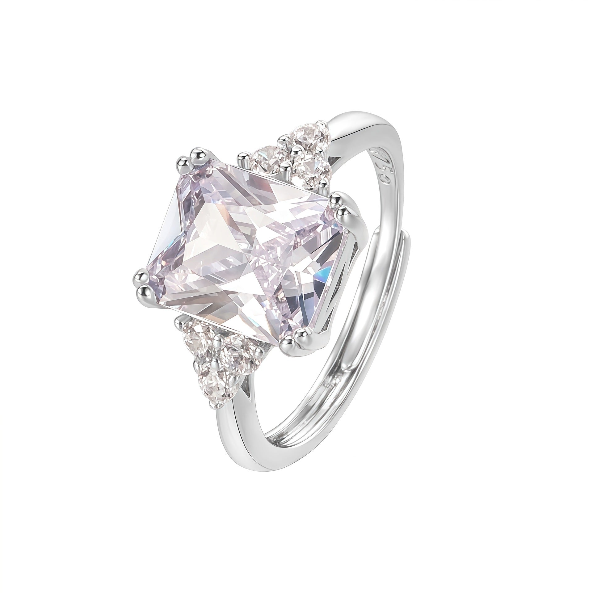 Exaggerated Horse Eye Open Ring In 925 Sterling Silver With Zircon Inlay, Unisex Design