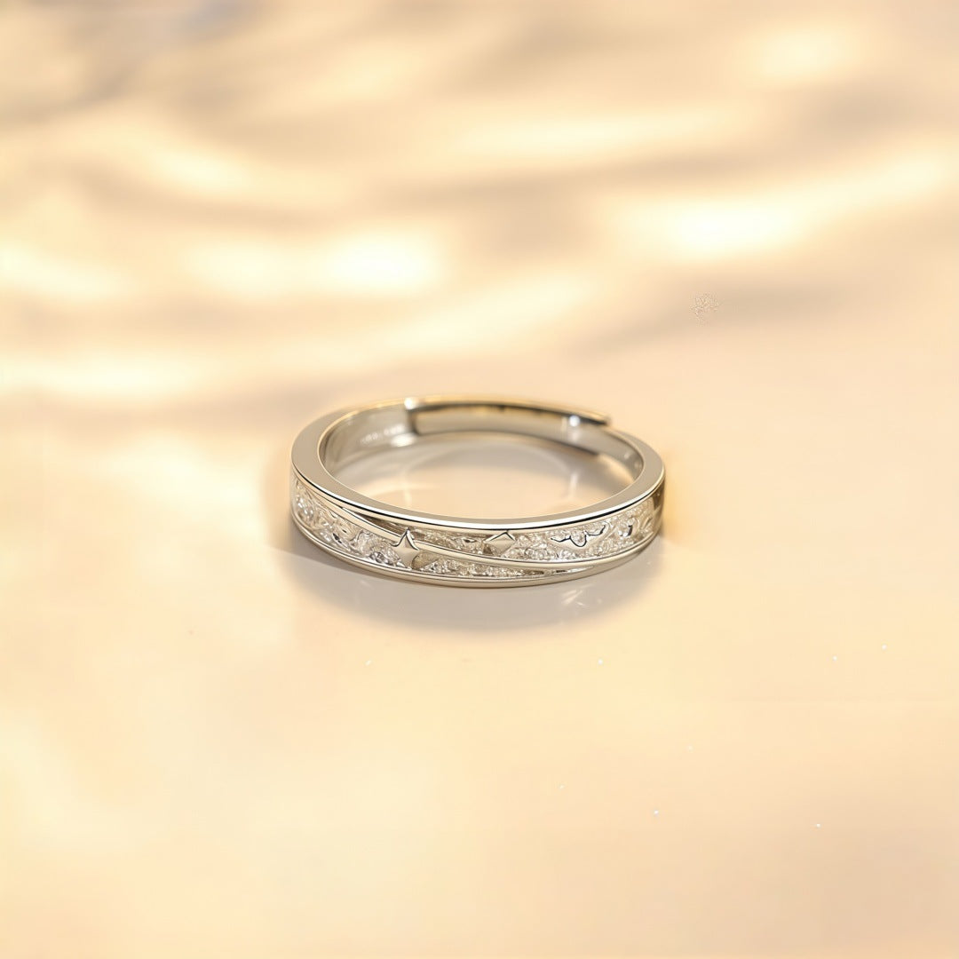 Couple Star Rings Made Of Copper With Zircon Inlay, Available As 1 Pair